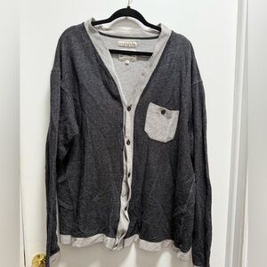 Marc Ecko Cut & Sew Mens XXL Gray V Neck Cardigan Sweater Button Up Sweatshirt
